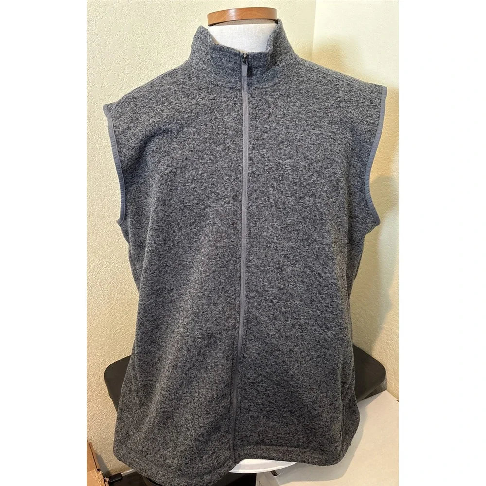 Eddie Bauer Vest Men 2XL Gray Radiator Sweater Full Zip Outdoor 2-Way Stretch